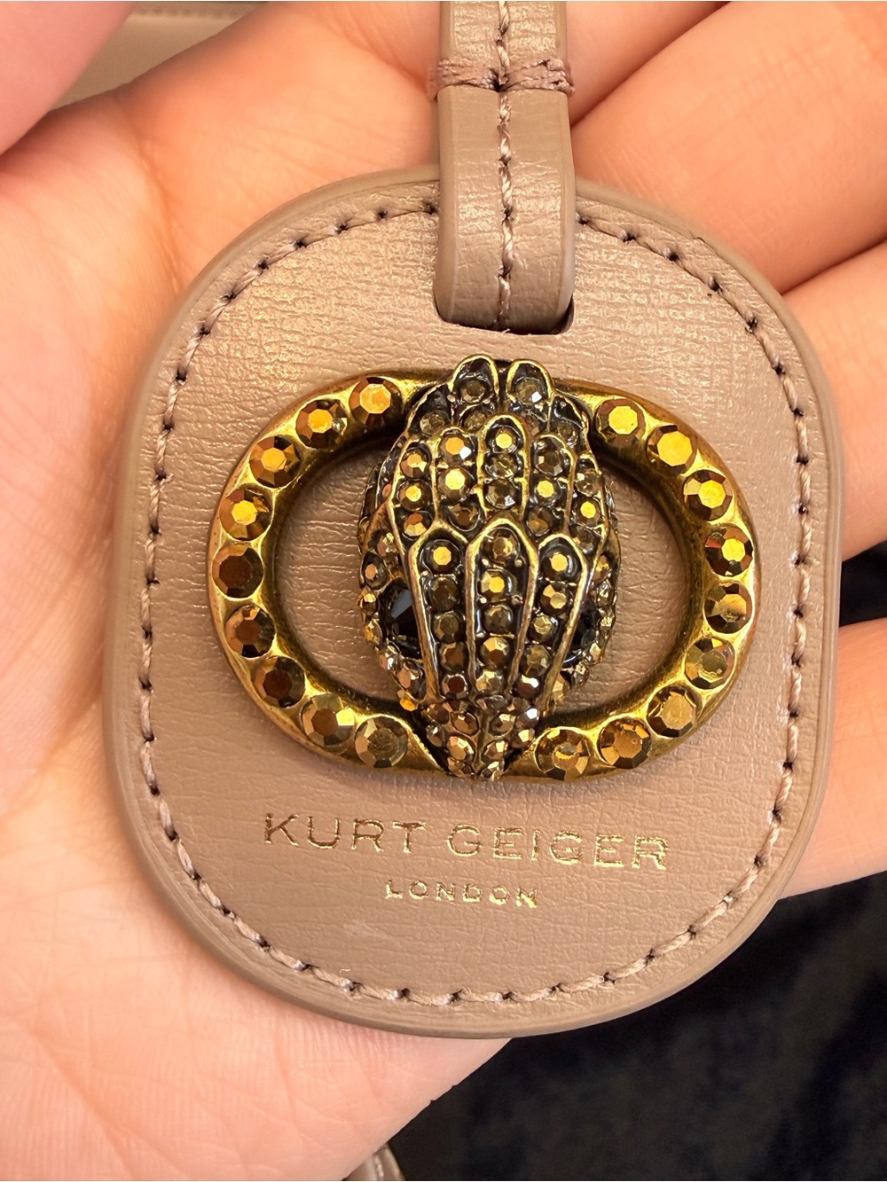 Kurt Geiger Taupe Leather Tote with Gold Charm - Picture 4 of 9